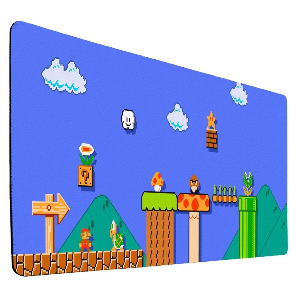 Tapete para Teclado Mousepad Azul Com Estampa Gamer Mario Jogo Acessorio Gamer Para Escritório