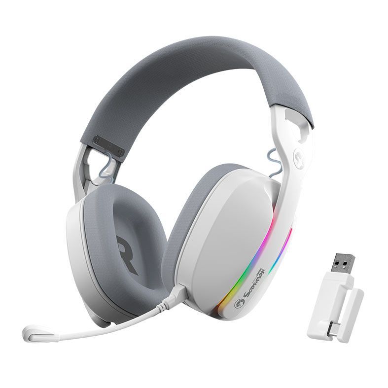 Headset Gamer Marvo Pulz 70W, RGB, Wireless, Drivers 40mm, Tri-Mode, Branco, HG9086W-WH