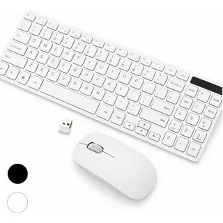 Kit Teclado e Mouse FY K06 Sem Fio Slim Branco para PC e Notebook Kit Teclado e Mouse FY K06 Sem Fio Slim Branco para PC e Notebook