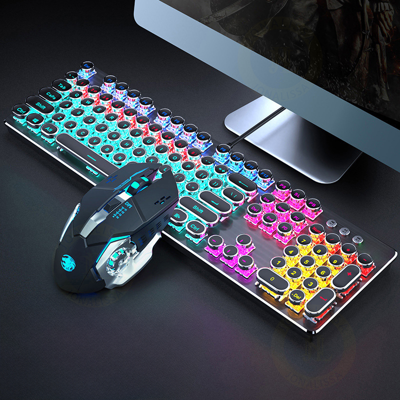 KIT Teclado Mecânico Gamer Punk RGB - Mouse Gamer 3200DPI ABNT2 -H7