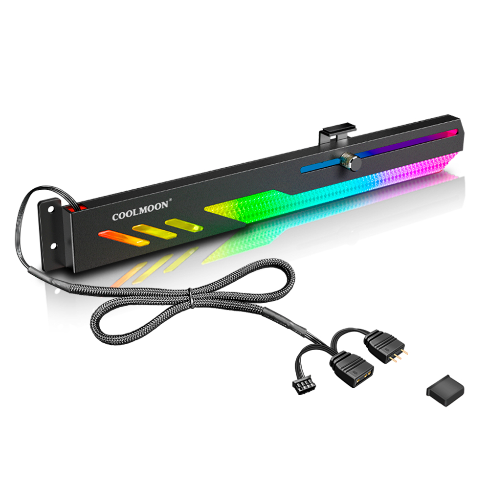Suporte Placa De Vídeo Gpu Horizontal Led Argb 5V 3 Pinos Coolmoon Gt8 Black Suporte Placa De Vídeo Gpu Horizontal Led Argb 5V 3 Pinos Coolmoon Gt8 Black
