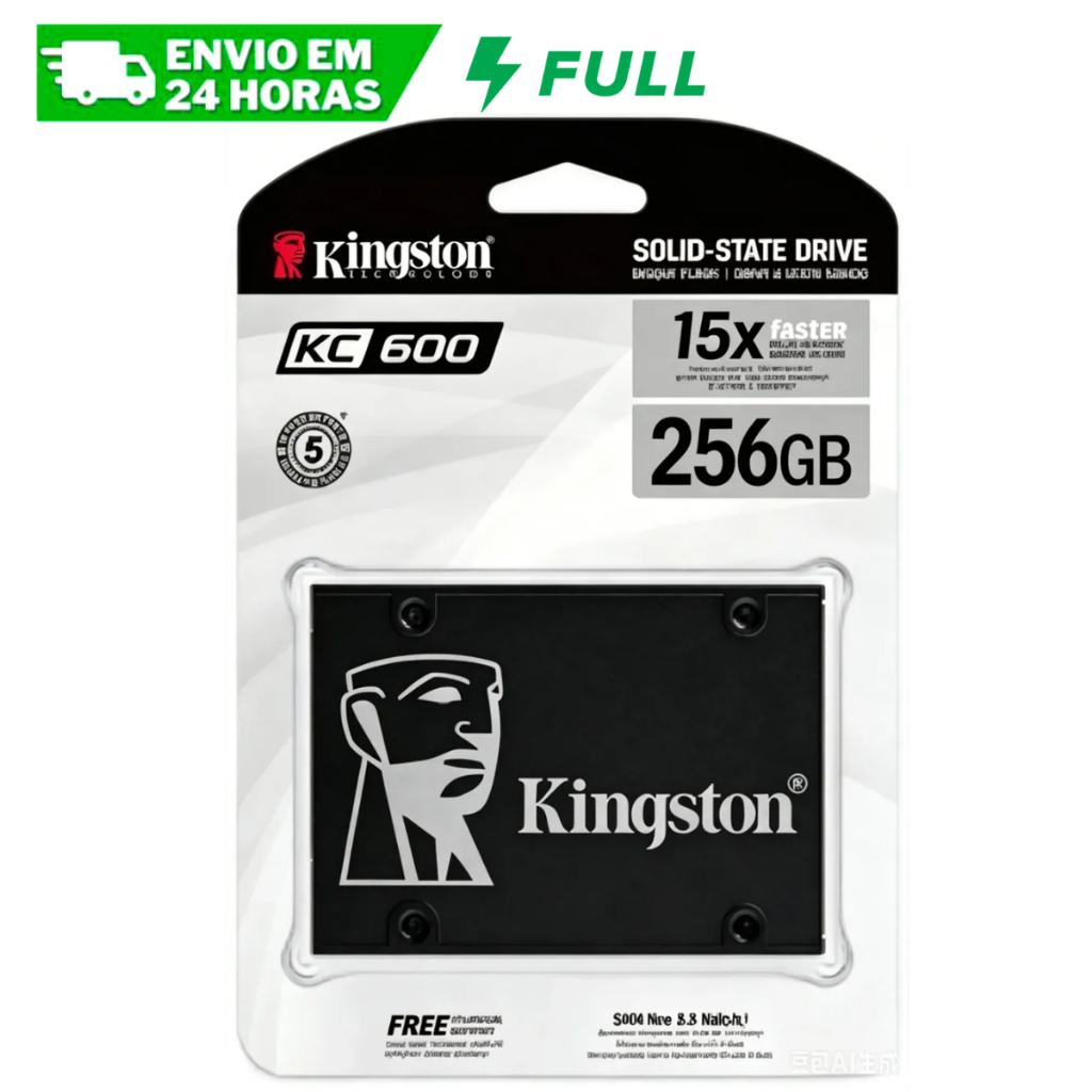 SSD Kingston KC600 256GB SATA III – Alta Velocidade e Segurança - PC e Notebook