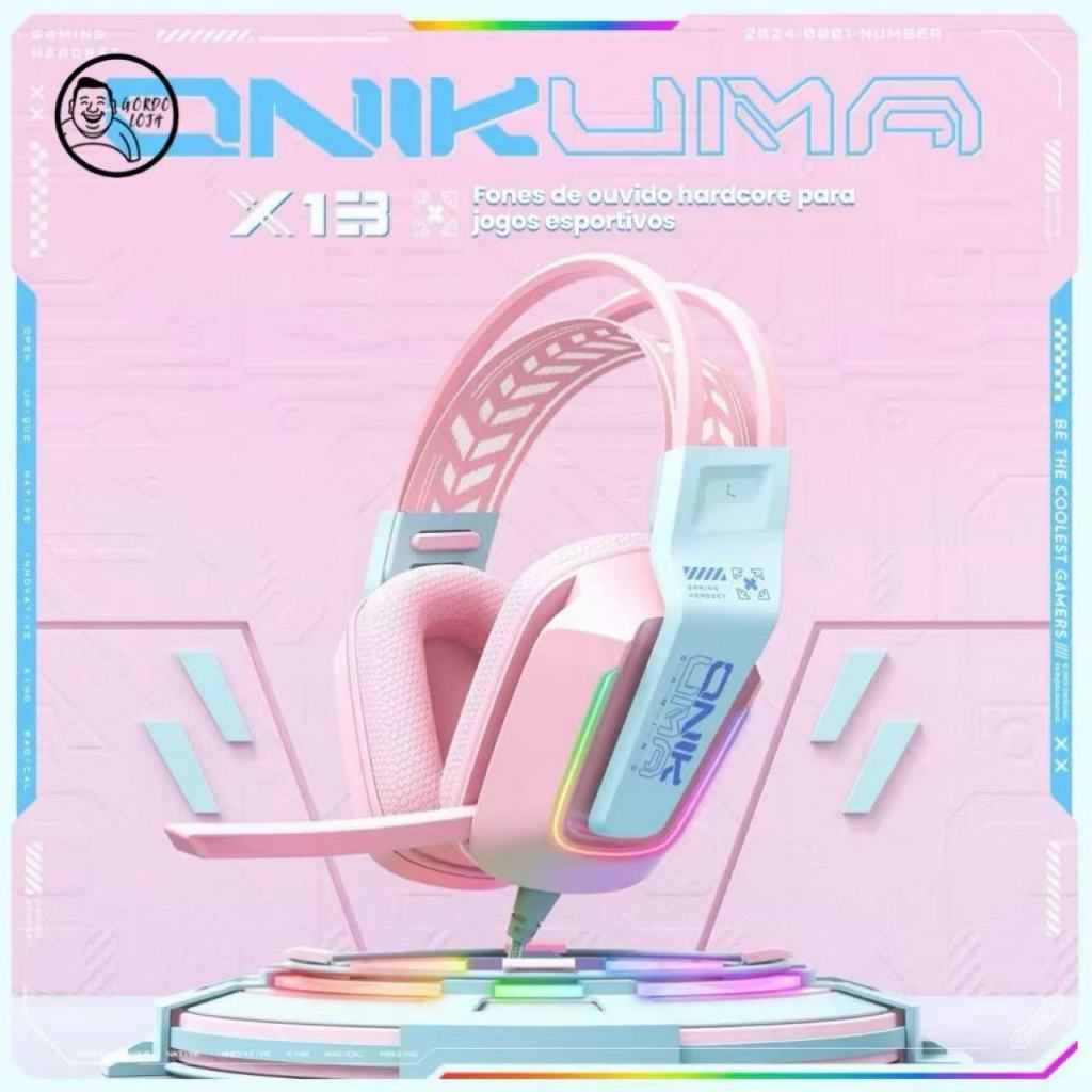Headset Gamer Fone de ouvido Gamer iluminação LED RGB Rosa Para PC Notebook Computador PS4 X-ONE