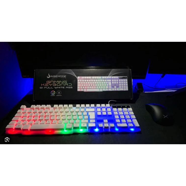 Teclado Semi Mecânico Gamer Rise Mode G1 Full, Membrana, USB, Branco