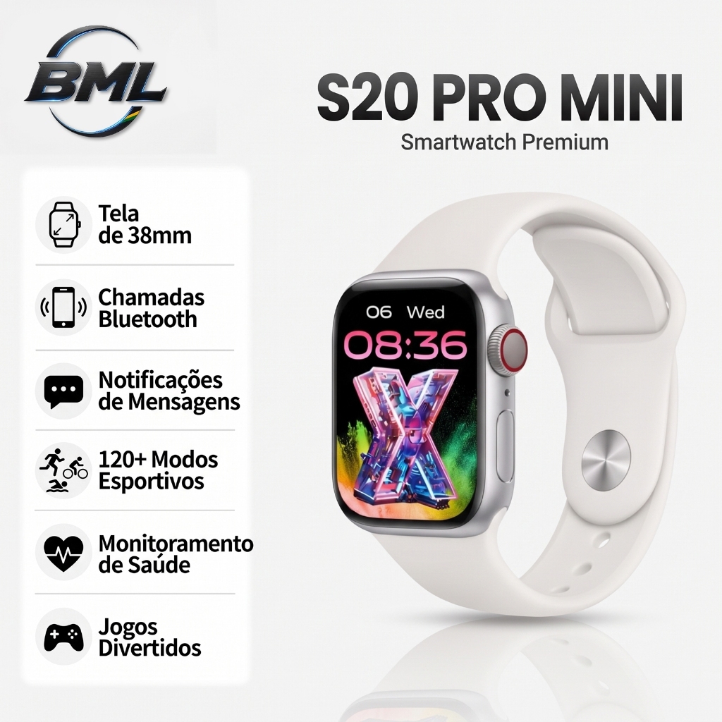 【Sete pulseiras】 Smartwatch S20 PRO MINI NFC GPS Watch Pro Série 10 Bluetooth Relógio inteligente Cardíaca Monitoramento