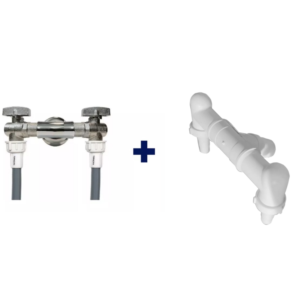 Adaptador Duplo Entrada E Saida Slim Curvo 45º P/ Maquinas de lavar Roupa e Louça