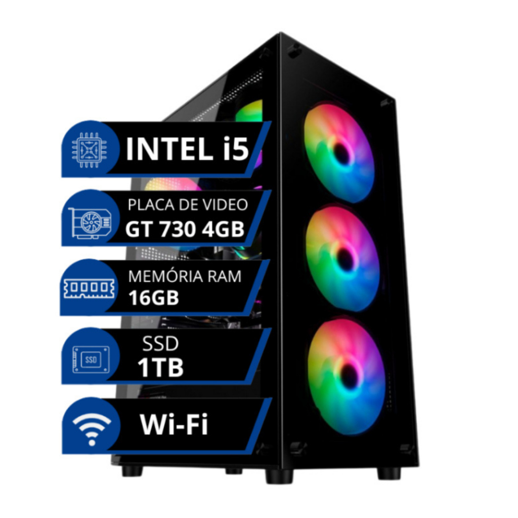 Pc gamer i5 placa de video 4GB/ SSD 1TB /16GB/Fonte 500W/Wifi + NFe+ GARANTIA