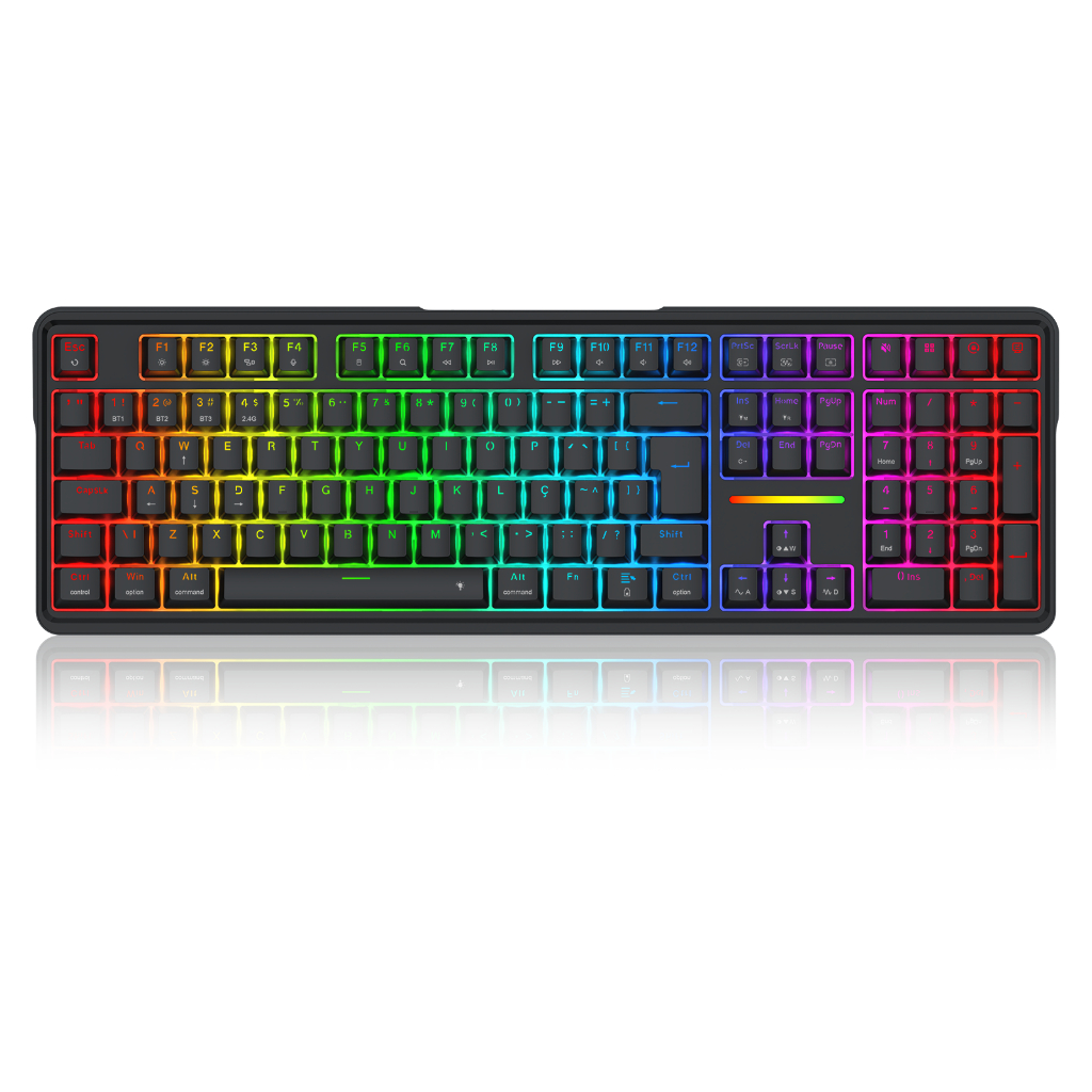 Teclado Mecânico Gamer Redragon Antonium Pro RGB Preto Full Size ABNT2 Switch Manbo Hotswap Keycaps Doubleshot ABS Teclado Mecânico Gamer Redragon Antonium Pro RGB Preto Full Size ABNT2 Switch Manbo Hotswap Keycaps Doubleshot ABS