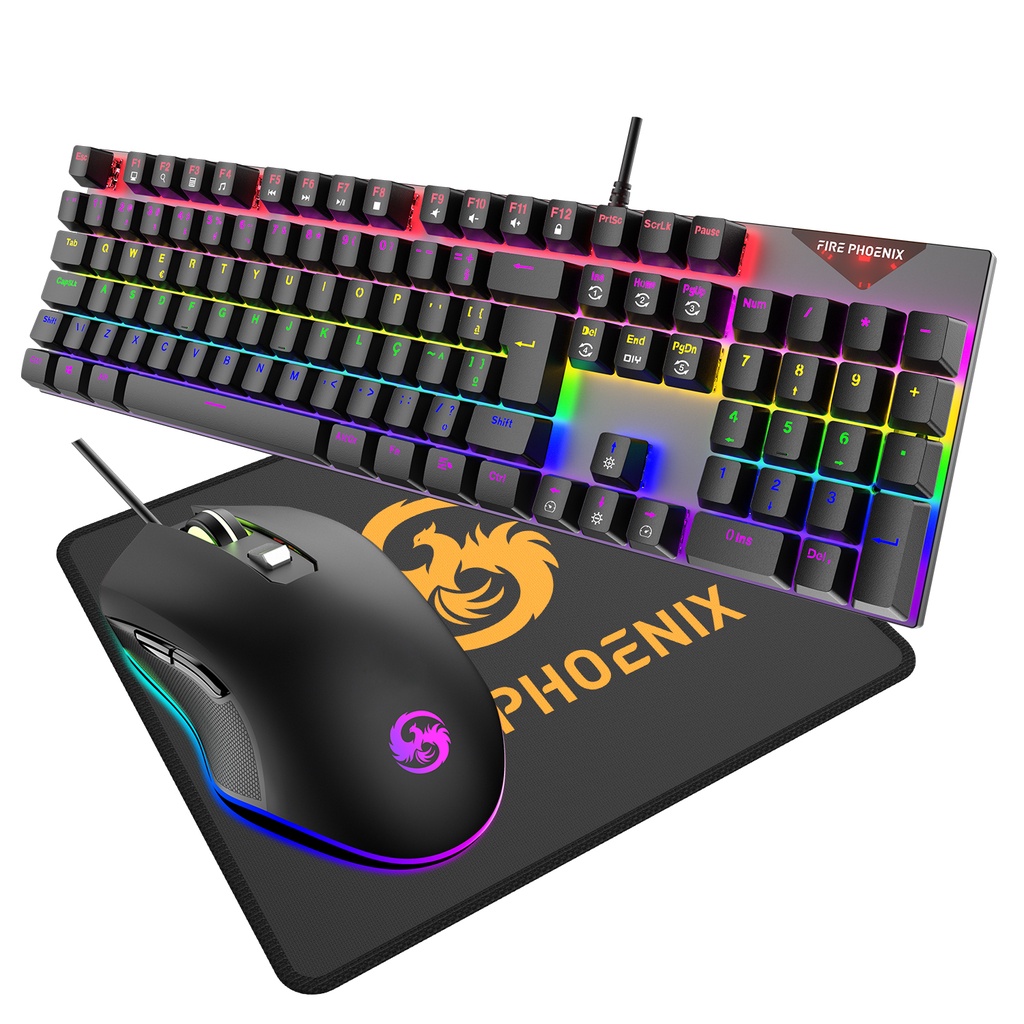 Teclado Mouse Mecânico Abnt2 Gamer Rgb Led Switch Blue Be-k2 Teclado Mouse Mecânico Abnt2 Gamer Rgb Led Switch Blue Be-k2