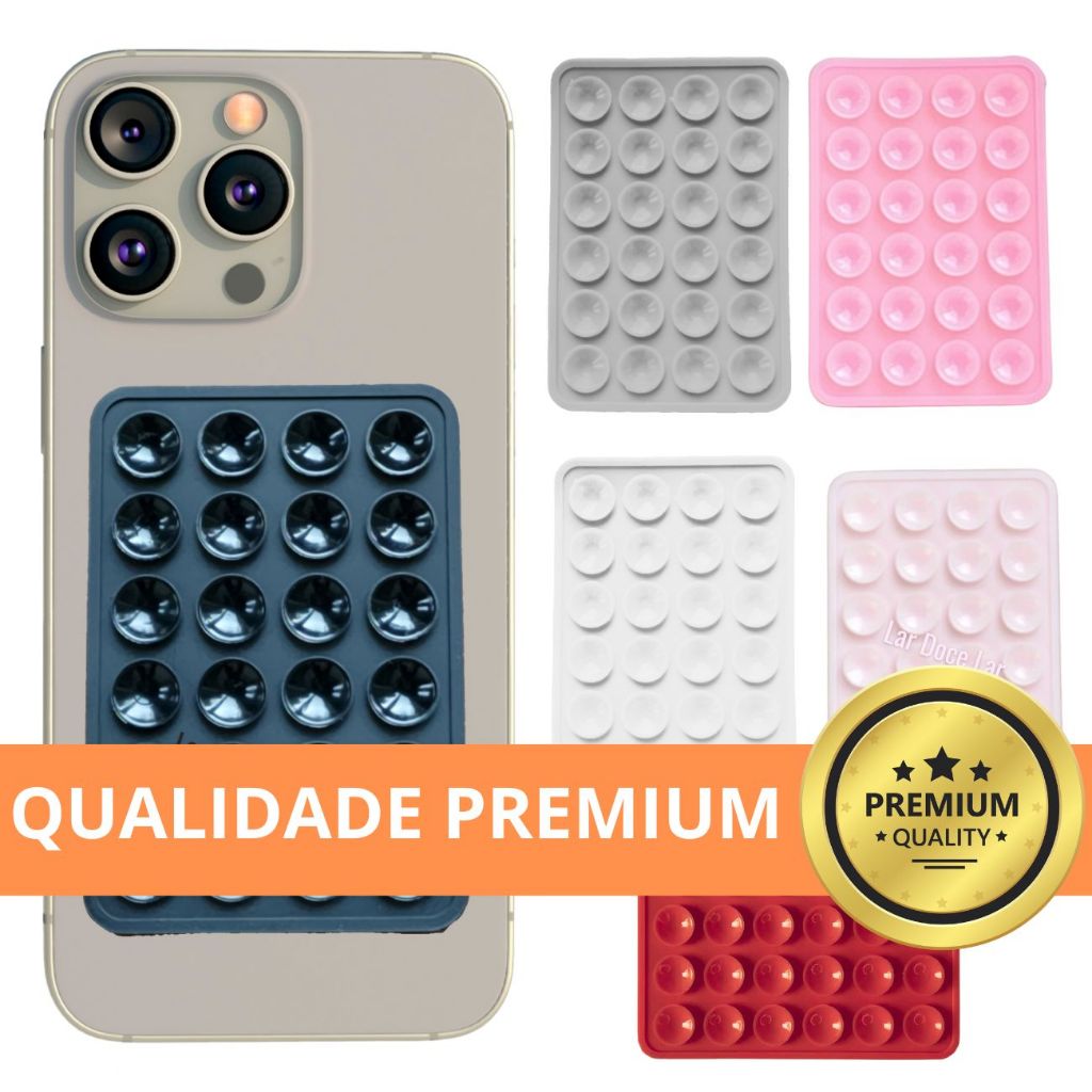 Suporte Adesivo de Celular Ventosa de Sucção para Capa Celular Premium, KIT até 3 pcs