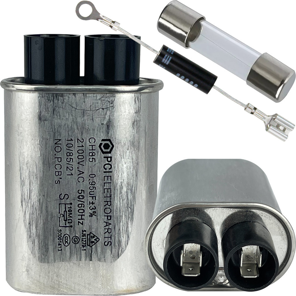 Kit Capacitor Alta Tensão Microondas 0.95uf 3T+fusivel+diodo