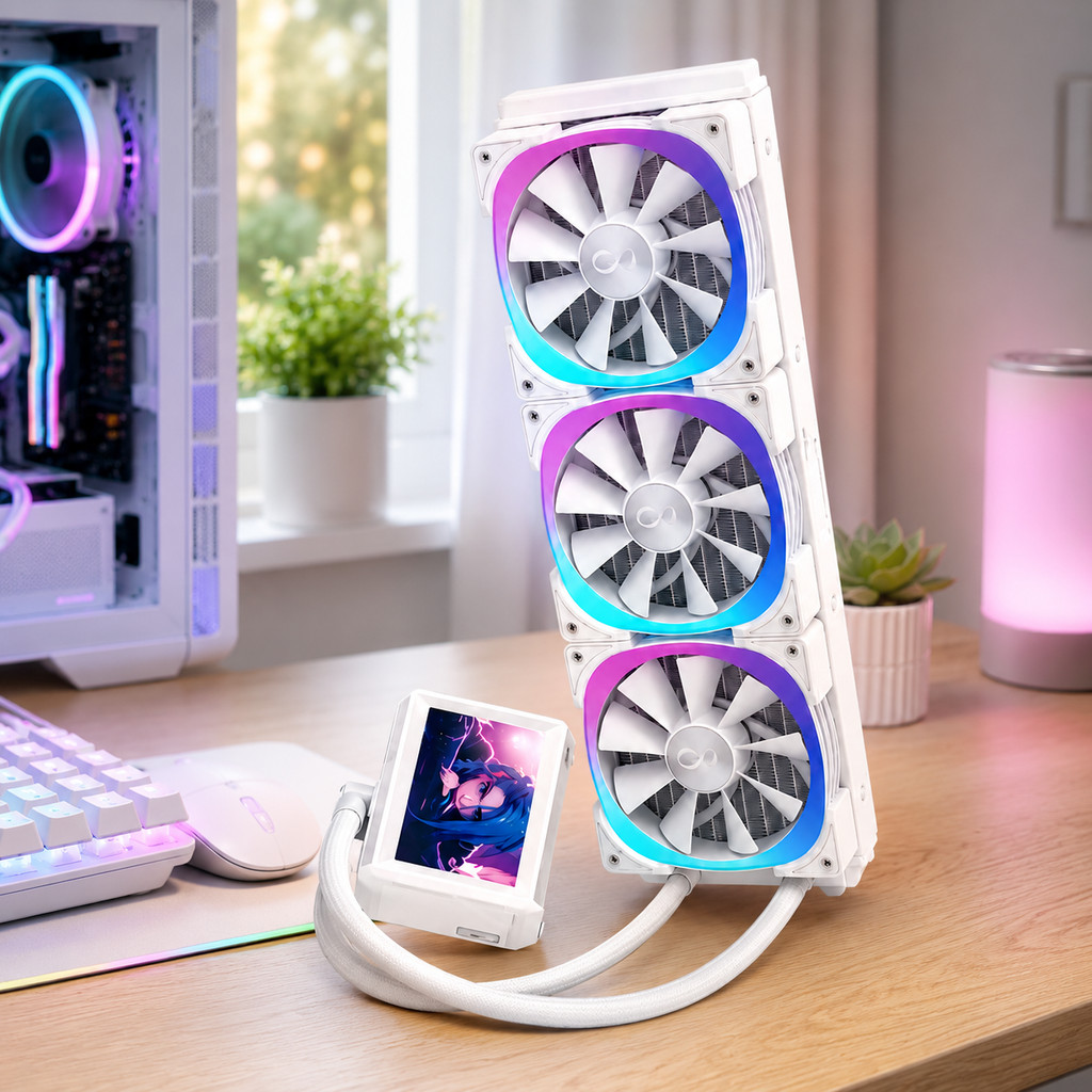 Water Cooler para PC Gamer 360mm RGB LCD 3 Fans Radiador Líquido DELTA-CW360LCD