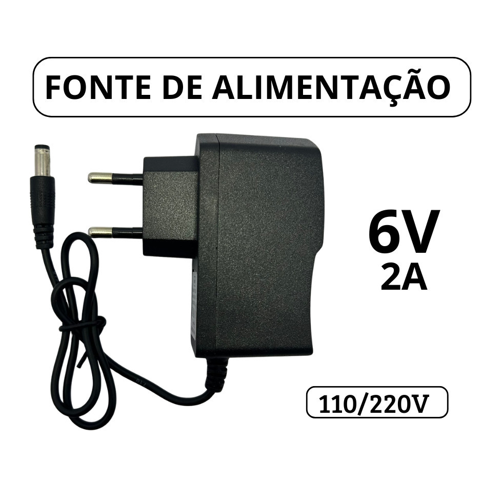 Carregador Fonte de Alimentação Bivolt 6V 2A Estabilizadora Fonte de Energia