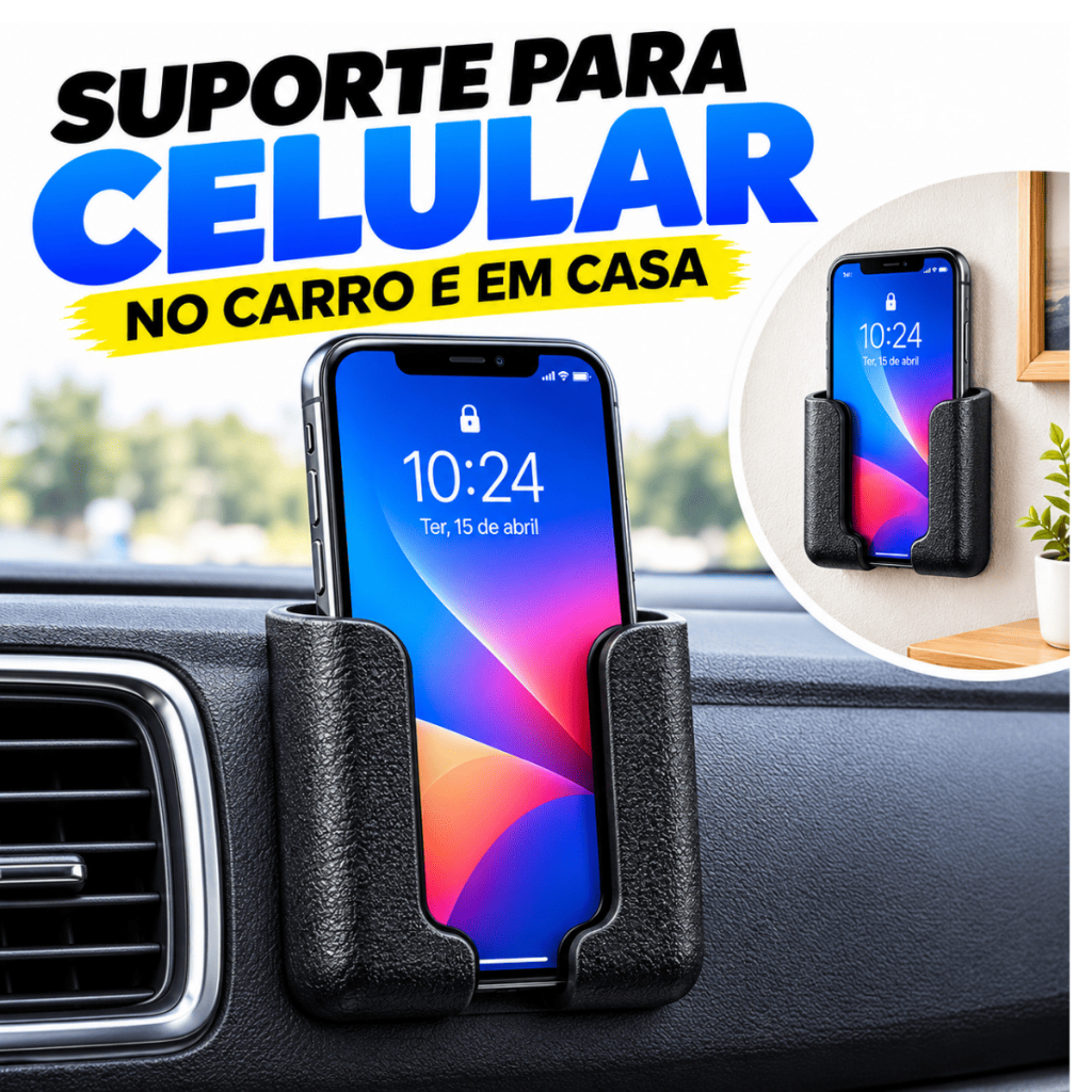 Suporte Para Celular Veicular Carro Adesivo Painel Universal Smartphone GPS Fixação Forte 360°