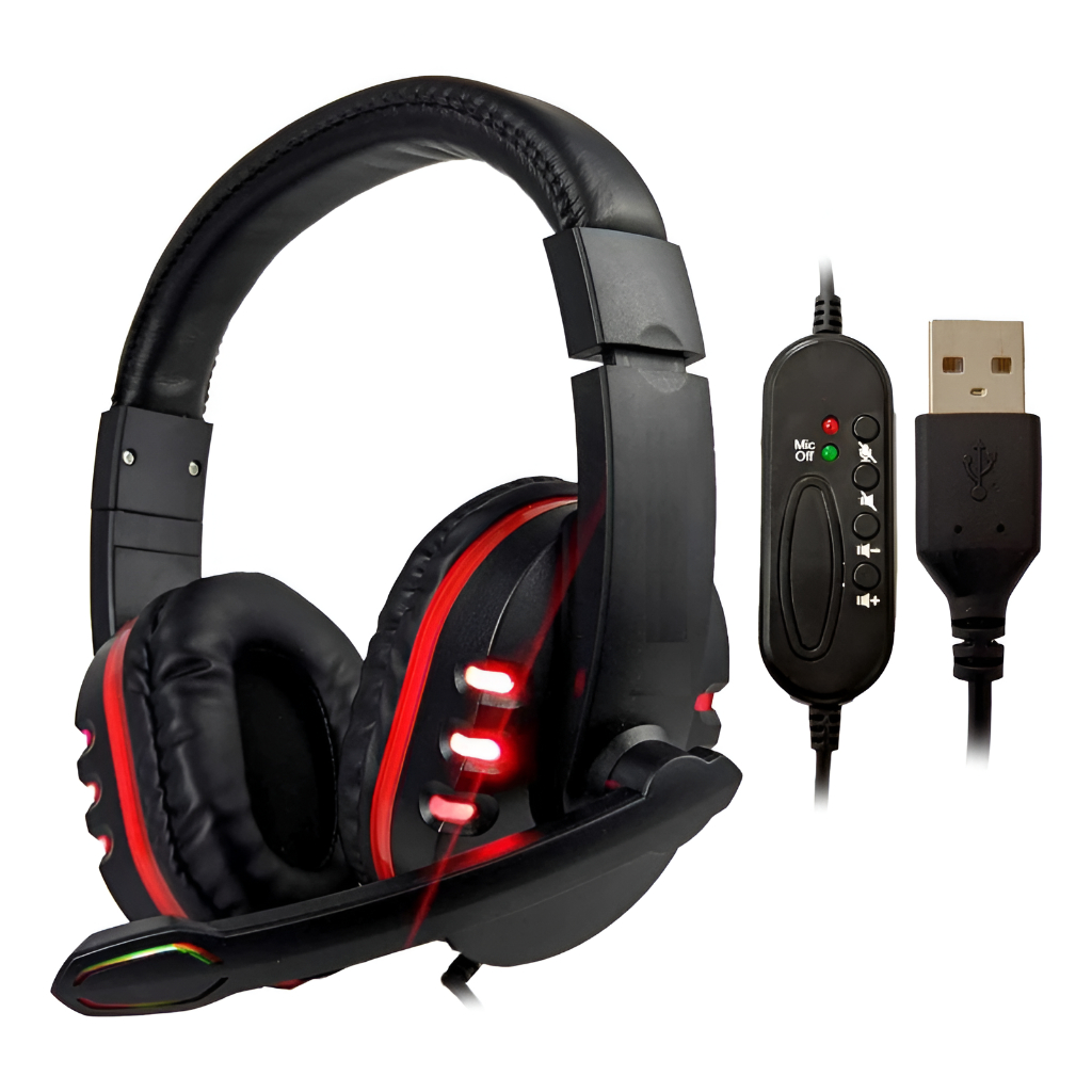 Fone de Ouvido RGB Gamer LEF-1040 Entrada USB 7,1 PS3 Headset Fone Gamer Led RGB Microfone Notebook