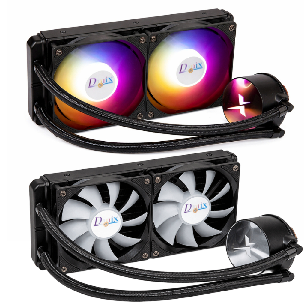Water Cooler Fan Duplo Rgb 240mm Amd/Intel 1200 1700 X79 X99 1366 2011 1155 1150