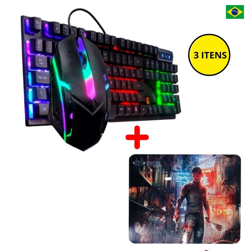 Kit 3in1 Teclado Gamer + Mouse Gamer Semi Mecânico Iluminado Led + Mouse Pad Gamer Kit 3in1 Teclado Gamer + Mouse Gamer Semi Mecânico Iluminado Led + Mouse Pad Gamer