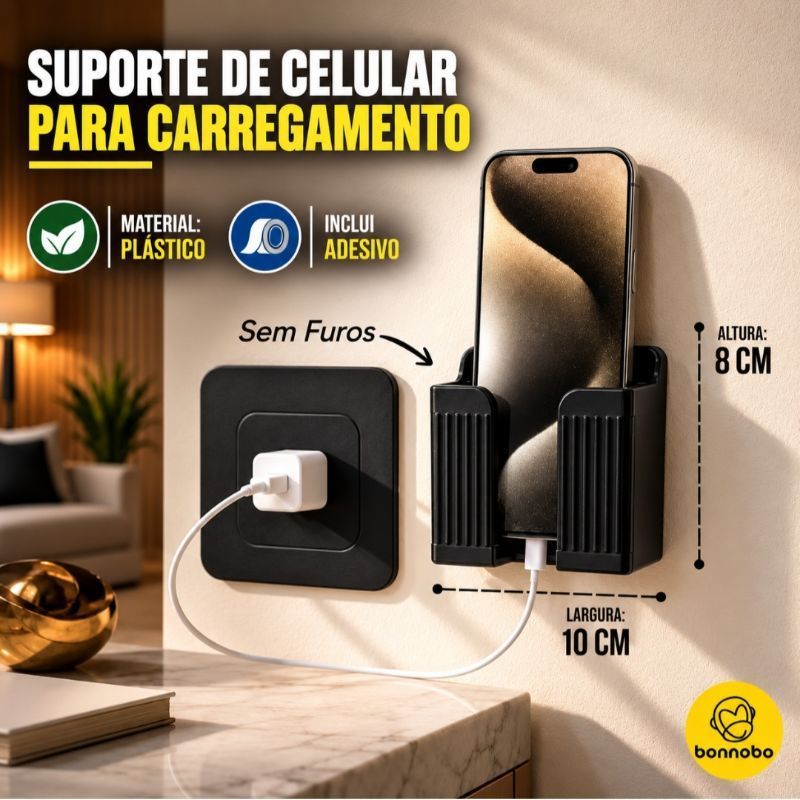 Suporte de Celular de Parede – Porta Celular Decorativo Organizador de Ambiente com Fita Dupla Face.