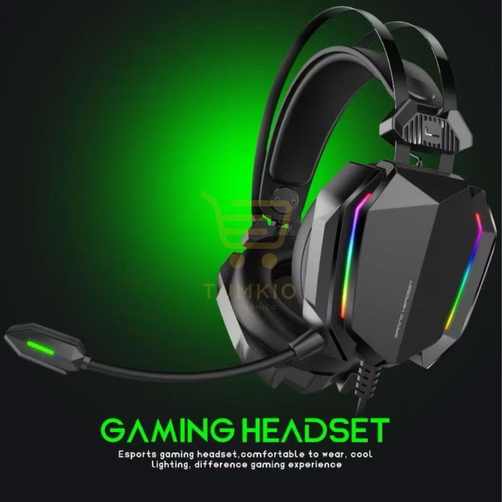 Headset Gamer RGB Pro com Microfone e Ajuste de Volume mais Cabo P2 para 2 P2- AITEK Delta F5032