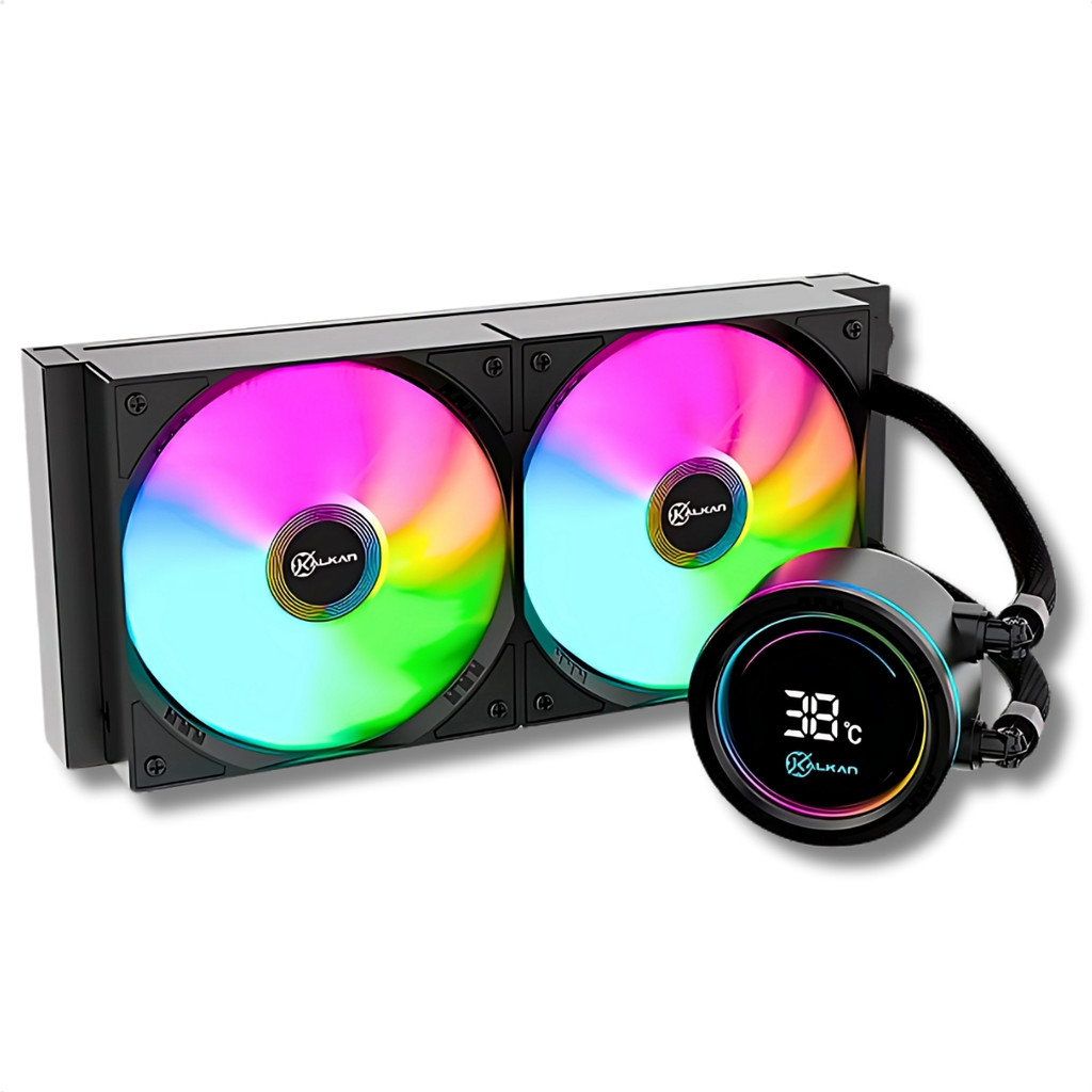 Water Cooler Gamer Kalkan Alpha 240mm ARGB Display de Temperatura Preto KLK00047