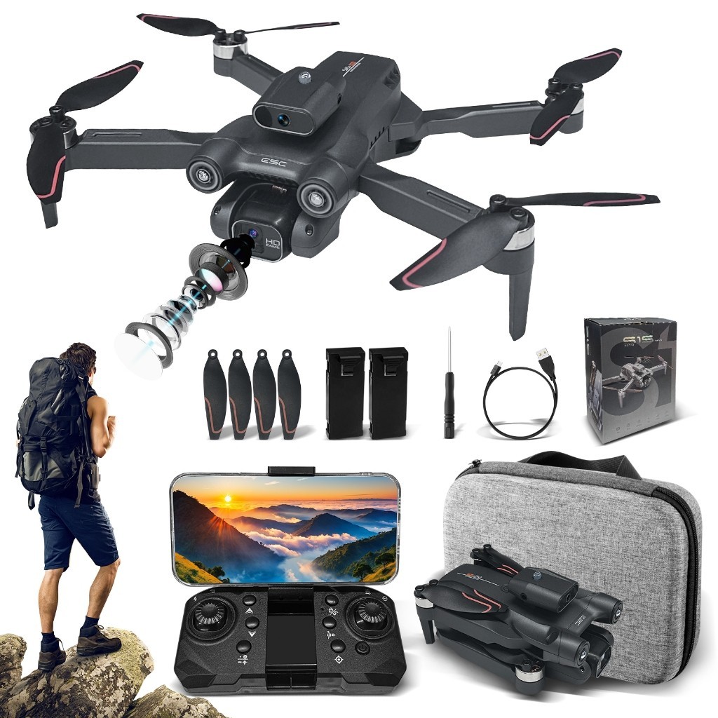 Mini drone Mini LSS1S Cámara dual + 2 baterías com dual câmera 6K preto 2.4GHz