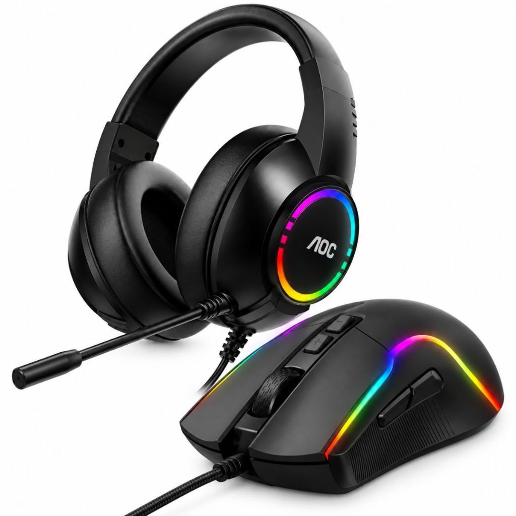 KIT Combo Gamer fone de Ouvido Headset Gamer + Mouse Gamer Jogos RGB PS3/PS4/PS5/PC ACG2510