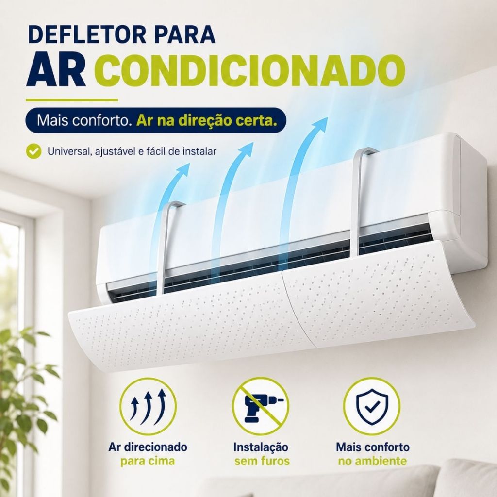 Defletor Ar Condicionado Ajustável Universal Direcionador de Vento Split Anti Vento de Ar 58 A 96cm