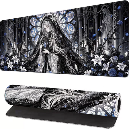 Mousepad Gamer Grande Arte Gótica Igreja Tapete de Mesa Antiderrapante para Computador Gamer STAT