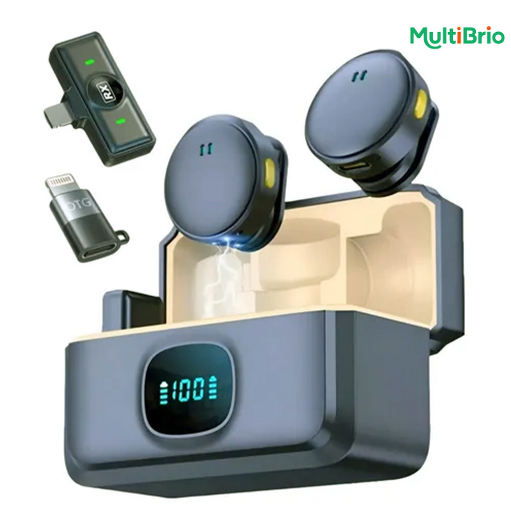 Microfone De Lapela Magnético Sem Fio - Alta Qualidade com Redução de Ruído para Celulares iPhone/Android USB-C