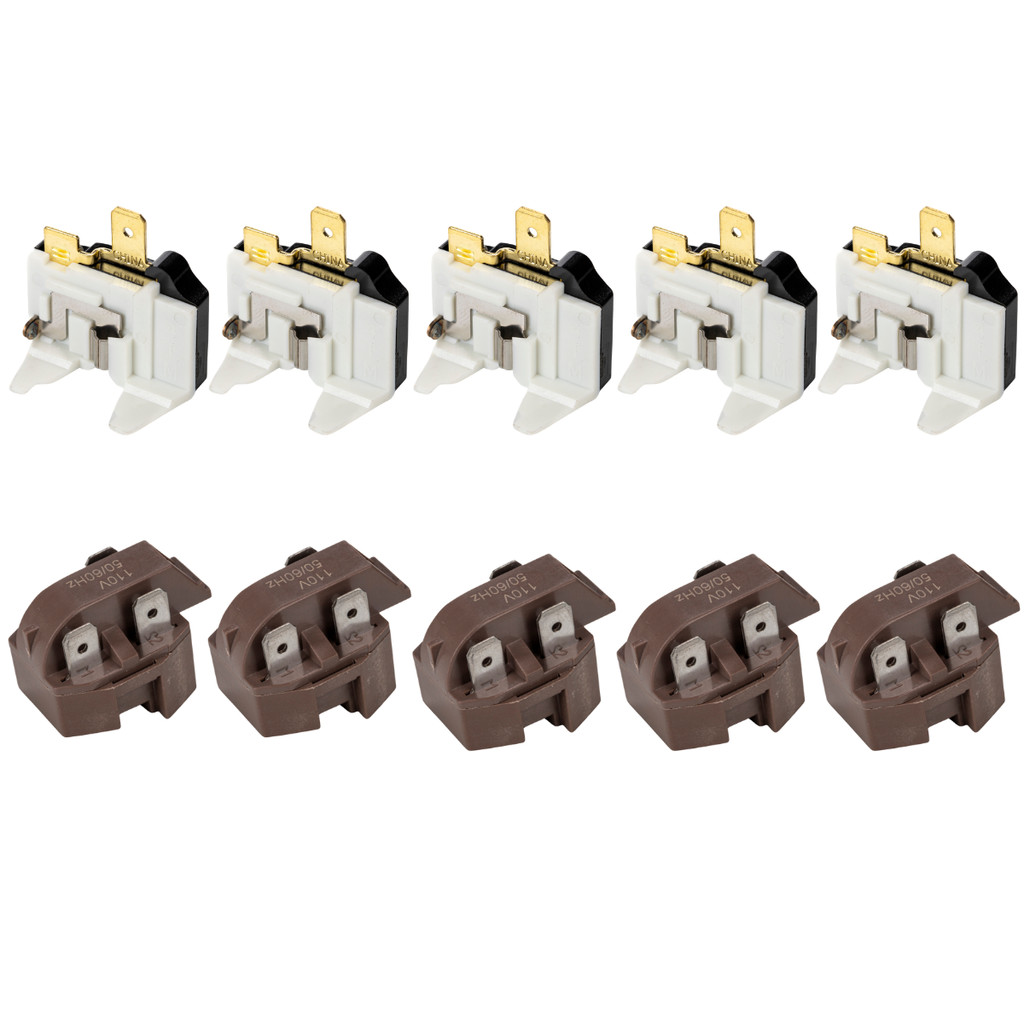 Kit 5 Rele PTC e 5 Protetor Termico 110v 127v Universal 1/4 1/5 1/6 1/8 1/10HP Para Motor Geladeira Bebedouros Freezer