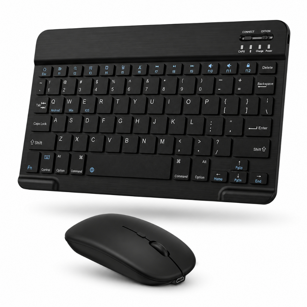 Teclado e Mouse Bluetooth Sem Fio – Kit Compacto e Prático para PC, Celular e Tablet
