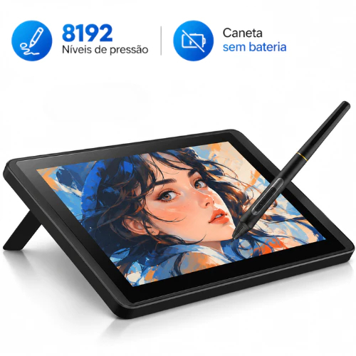 Mesa Digitalizadora com Monitor 11,6 8192 Níveis 5080LPI Windows Mac Android Desenho Escrita Digitalização Mesa Digitalizadora com Monitor 11,6 8192 Níveis 5080LPI Windows Mac Android Desenho Escrita Digitalização