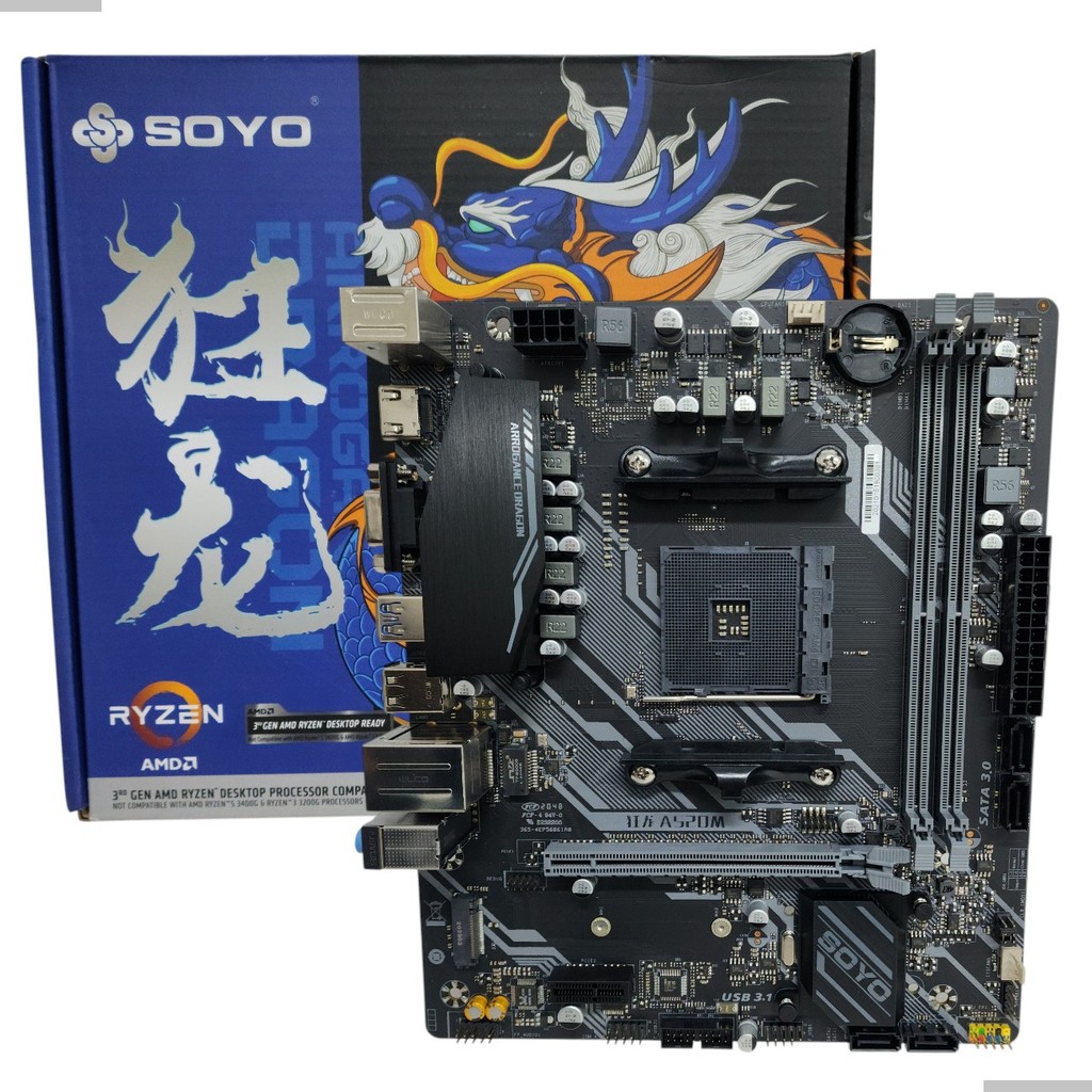 Placa Mãe Soyo A520M AMD Para Ryzen AM4 DDR4 Micro ATX Placa Mãe Soyo A520M AMD Para Ryzen AM4 DDR4 Micro ATX