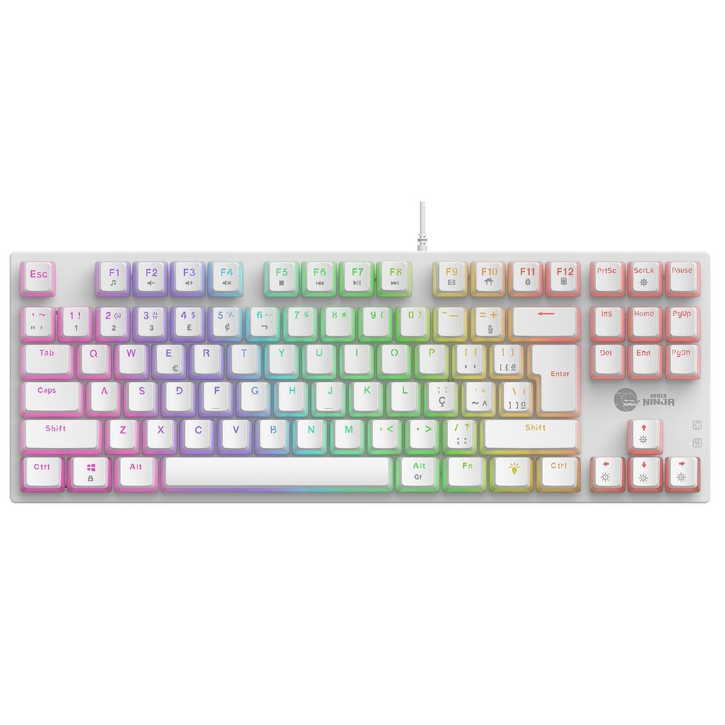 Teclado Mecânico Gamer Ninja Leap Pudim, Switch Blue, Rainbow, ABNT2, Gamer Ninja Leap - White Pudim