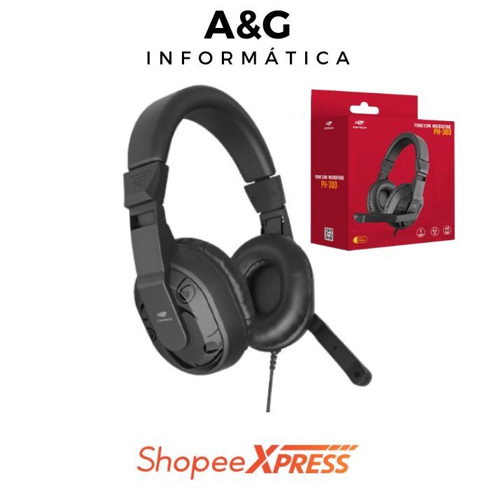 Headset Gamer Conexão USB Com Microfone e Ajuste de Som Fone com Microfone USB PH-300BK C3Tech