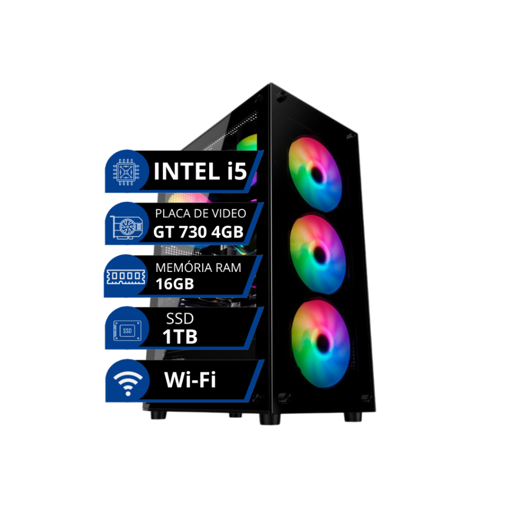 Pc gamer i5 placa de video 4GB/ SSD 1TB /16GB/Fonte 500W/Wifi + NOTA FISCAL+ GARANTIA