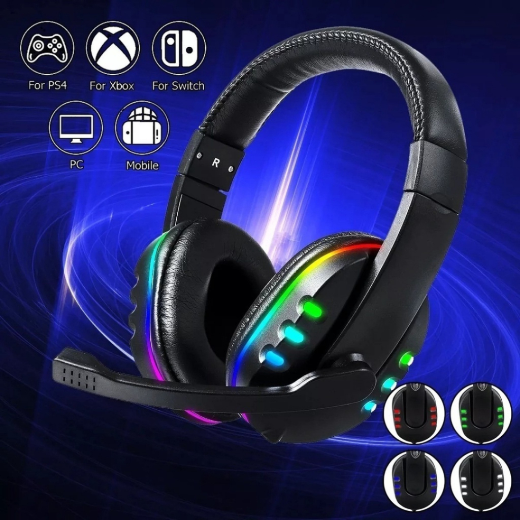 Fone De Ouvido Gamer Com Fio Usb Para Pc Note book Headset Com Microfone LED RGB