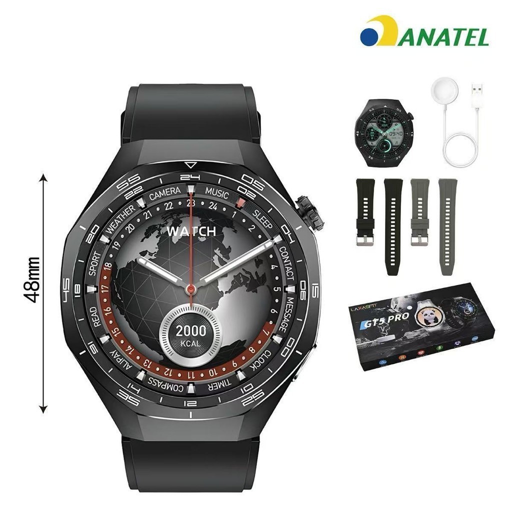 Smartwatch GT5 Pro GPS NFC com tela HD e monitor de frequência cardíaca YIHAN