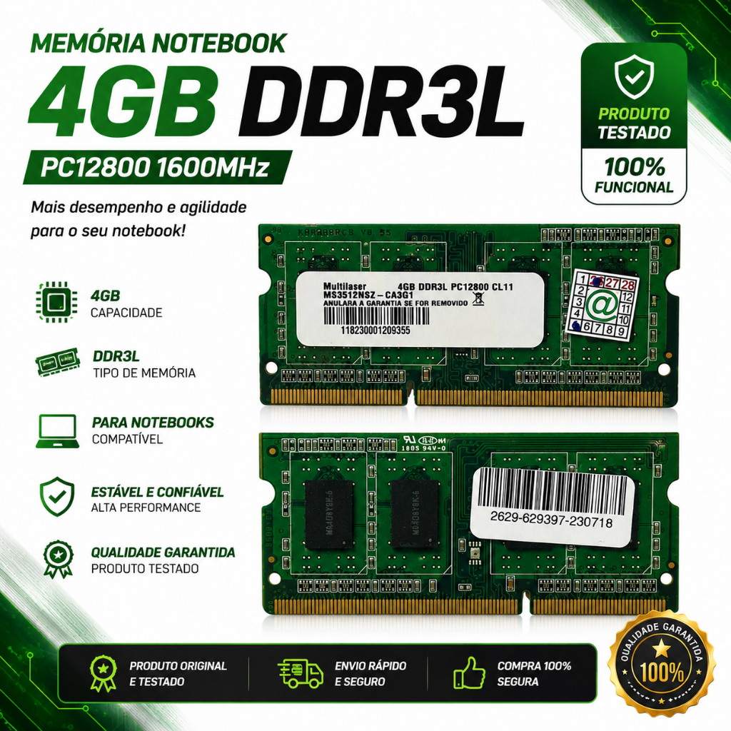 Memoria Ram para Notebook 4GB DDR3 PC3L-12800s