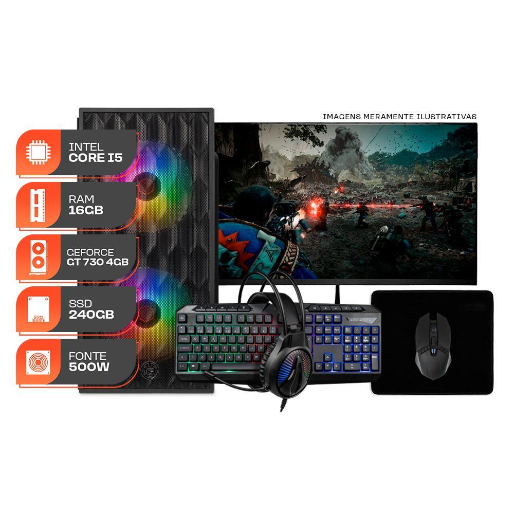 PC Gamer Forge, Intel Core Core i5, GT 730 4GB, 16GB DE RAM, SSD 240GB, Completo com Monitor e Periféricos PC Gamer Forge, Intel Core Core i5, GT 730 4GB, 16GB DE RAM, SSD 240GB, Completo com Monitor e Periféricos