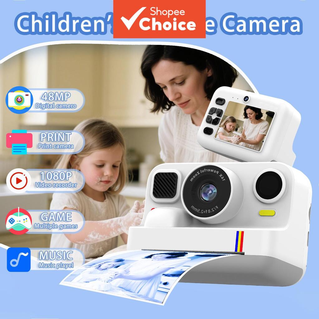 Câmera Instantânea para Impressão de Fotos com Impressão Instantânea, Câmera Digital de Vídeo Selfie HD 1080P para