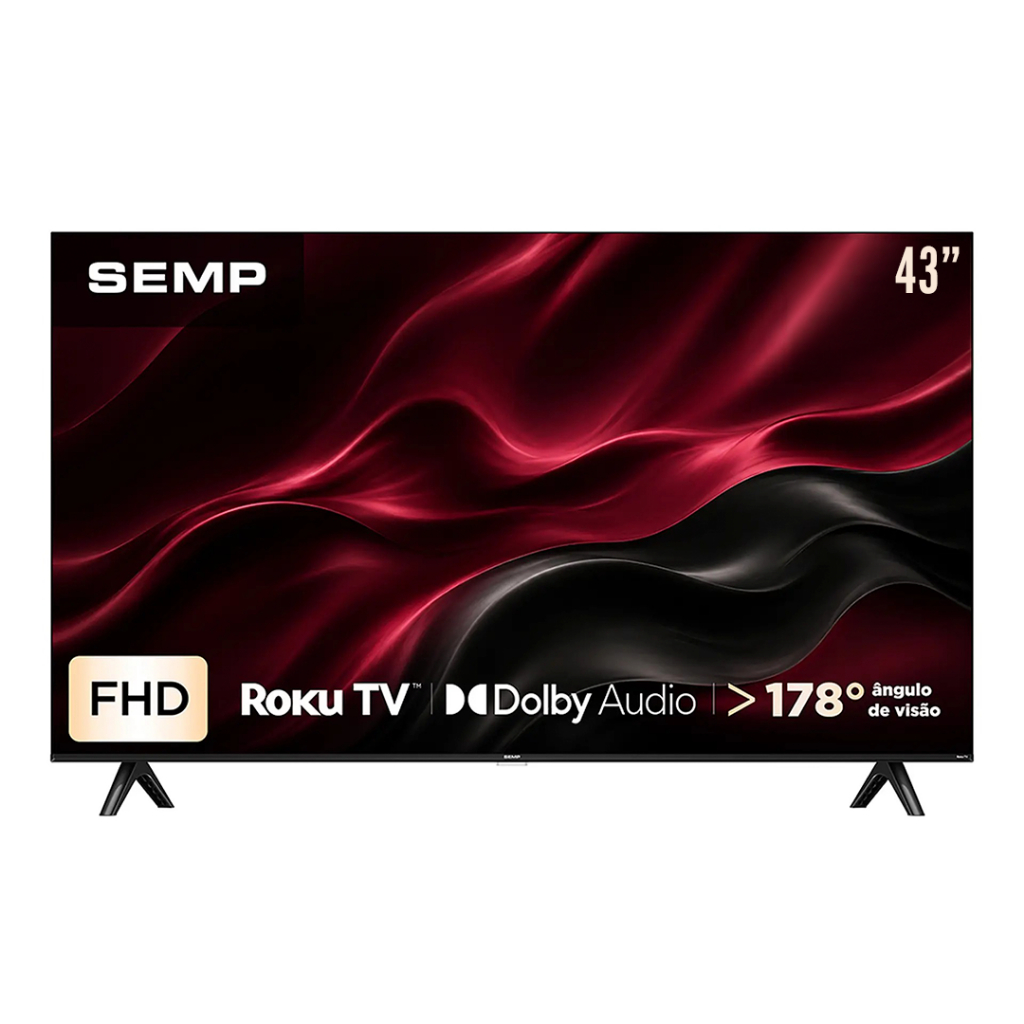 Smart TV Semp 43” 43S42R Full HD Roku TV Dolby Audio Wi-Fi
