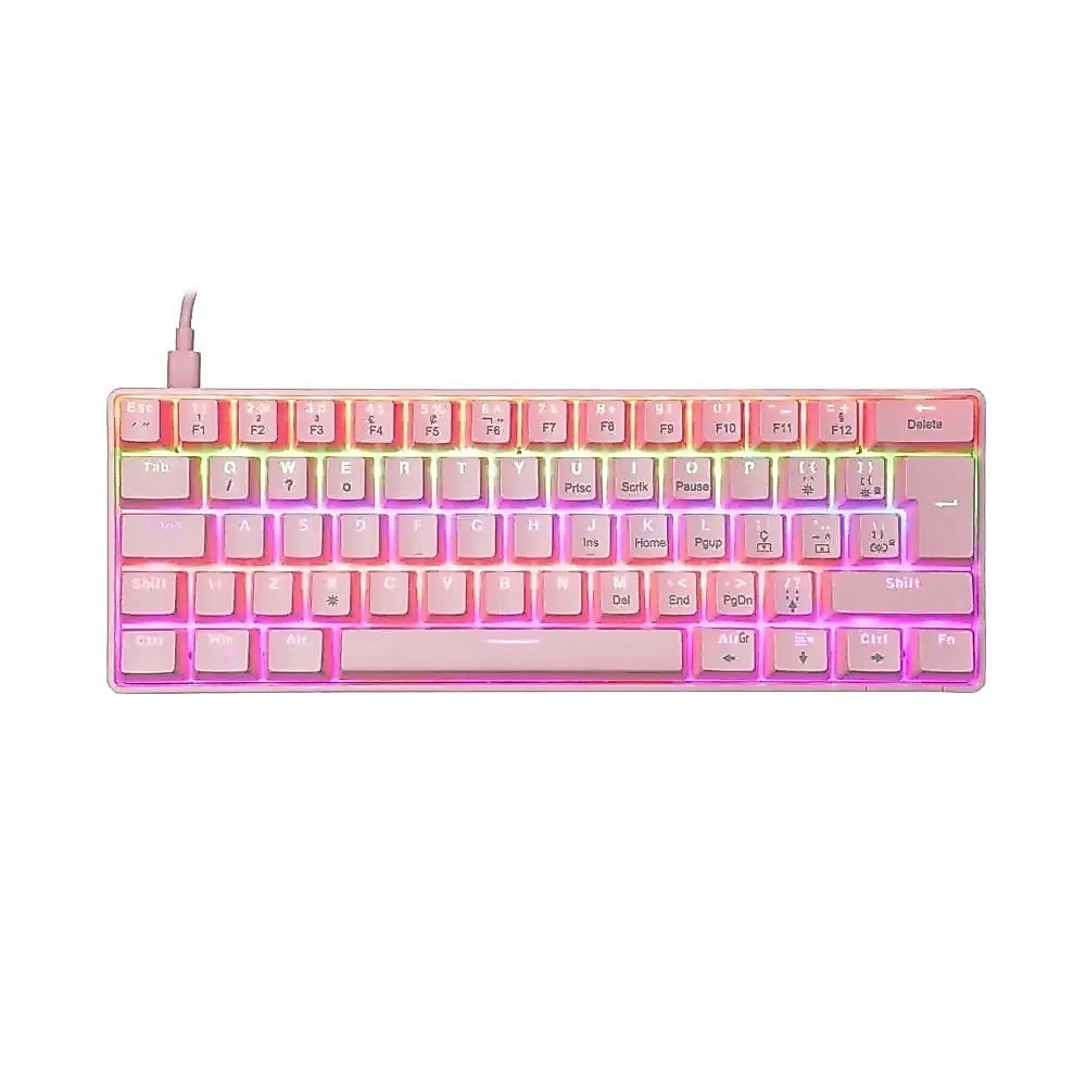 TECLADO MECANICO GAMER ZIGGY RAINBOW SWITCH OUTEMU RED OEX TC607 ROSA
