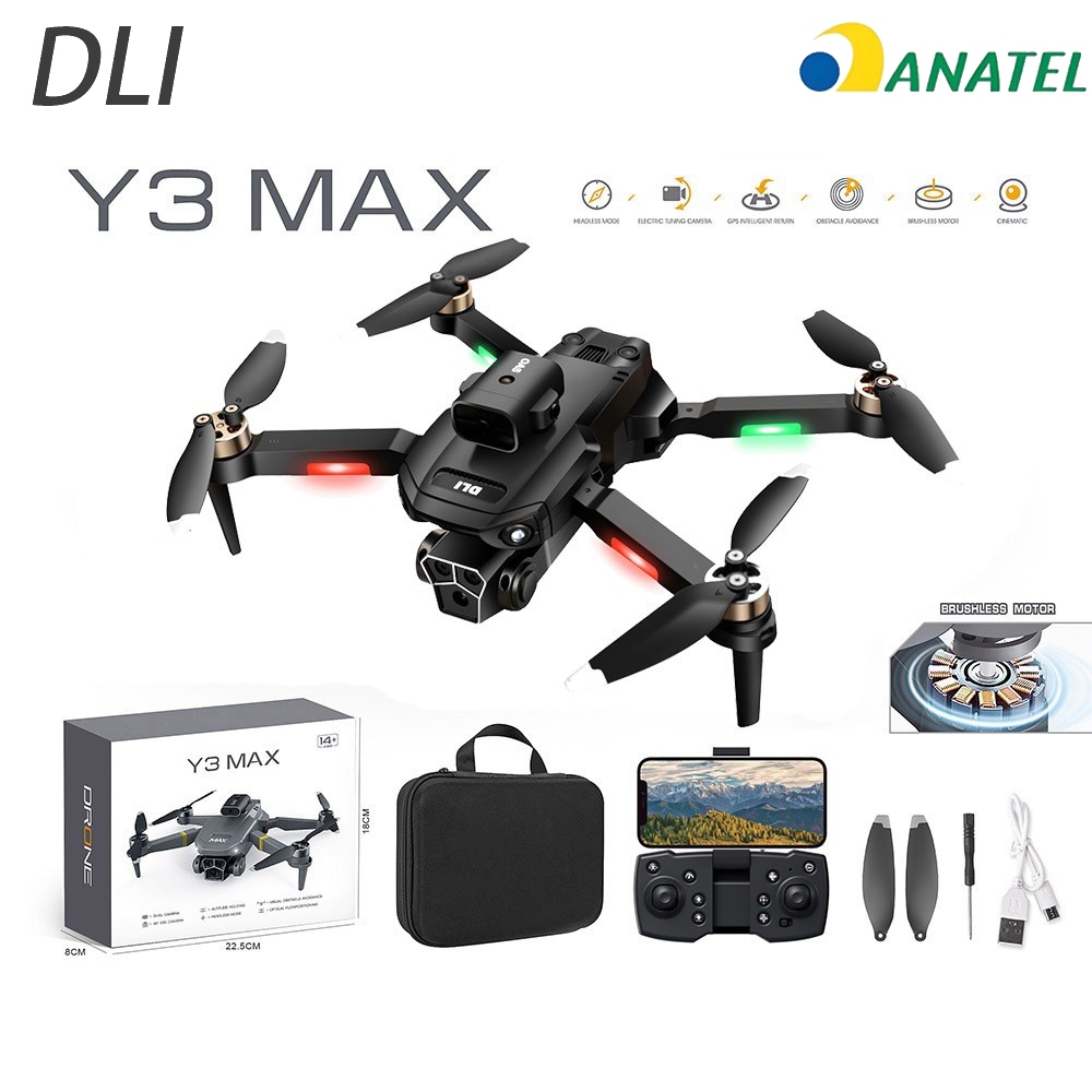 Mini Drone 2 Camera Brushless Motor RC Quadcopter Profissional Helicóptero Dobrável LED