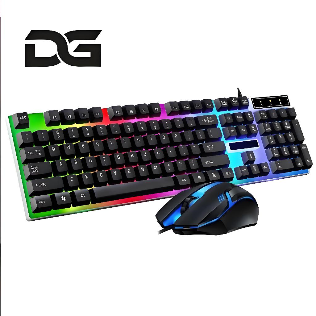 Kit Gamer Teclado e Mouse Iluminação RGB Com Fio USB Semi Mecânico PC Notebook H8 Kit Gamer Teclado e Mouse Iluminação RGB Com Fio USB Semi Mecânico PC Notebook H8