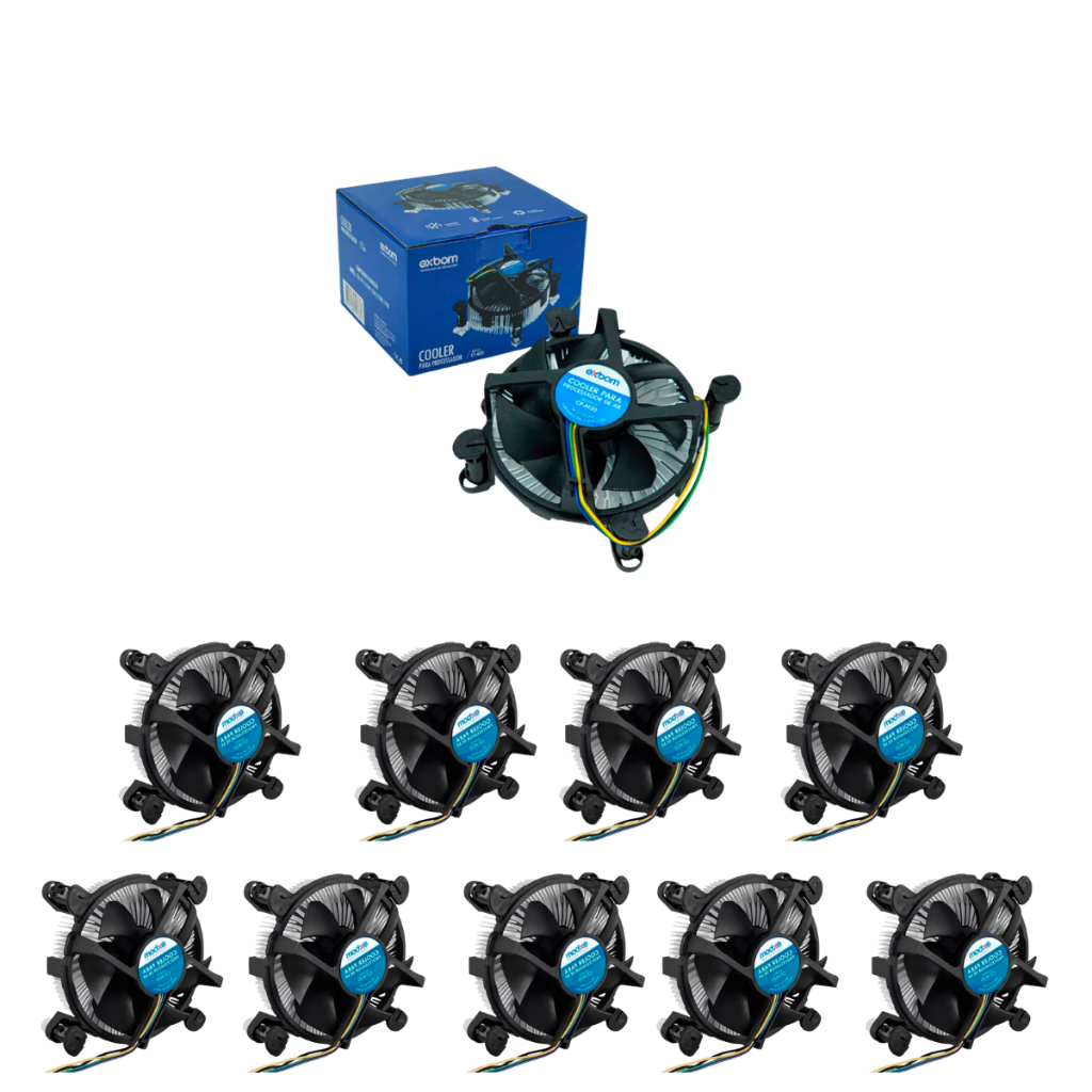 Cooler Processador Exbom Cpu Lga 1156 1155 1150 1151 Com Kit C/ 10 Peças