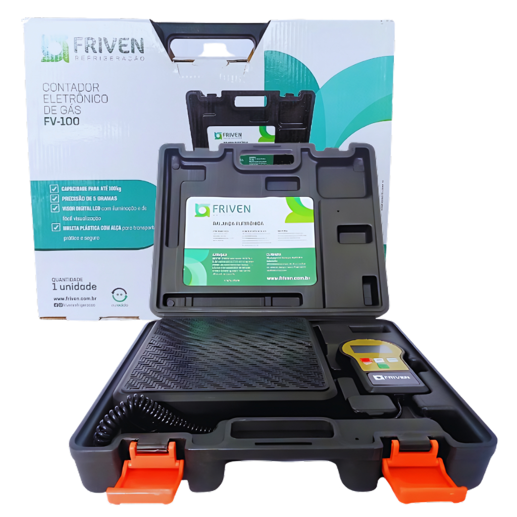 Balança Digital Friven até 100Kg Profissional para Gás Refrigerante Ar Condicionado Refrigeração Geral Split Automotivo