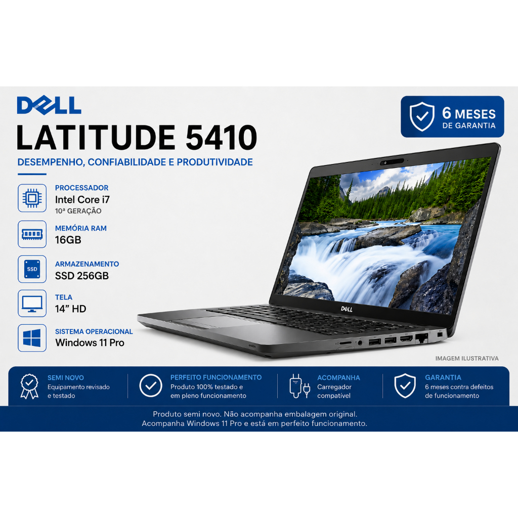 Notebook Core i7 Dell Latitude 5410 10 Geração 16GB RAM SSD 256GB