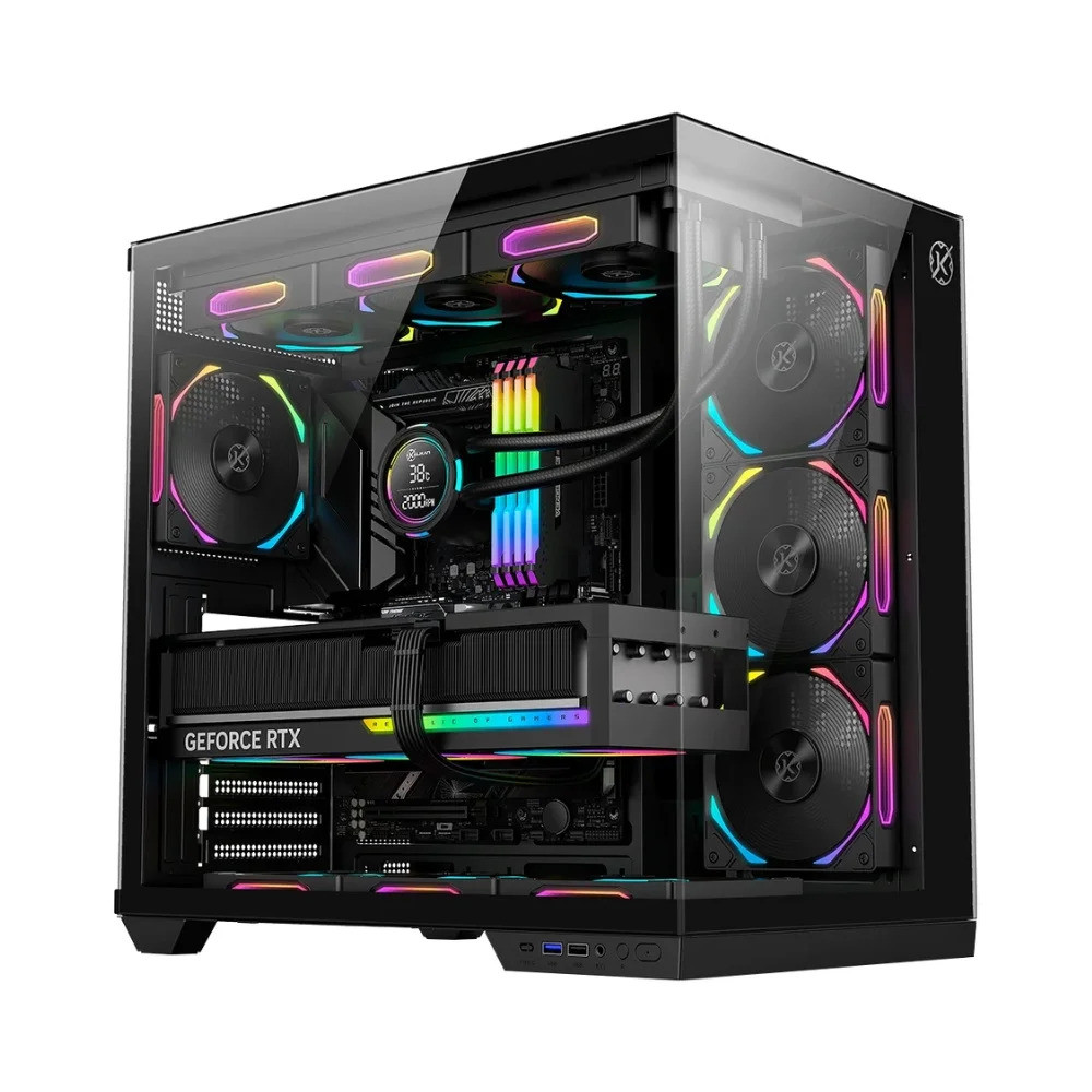 Gabinete Gamer Kalkan Skye RGB Aquario ATX Sem Fan KLK00042