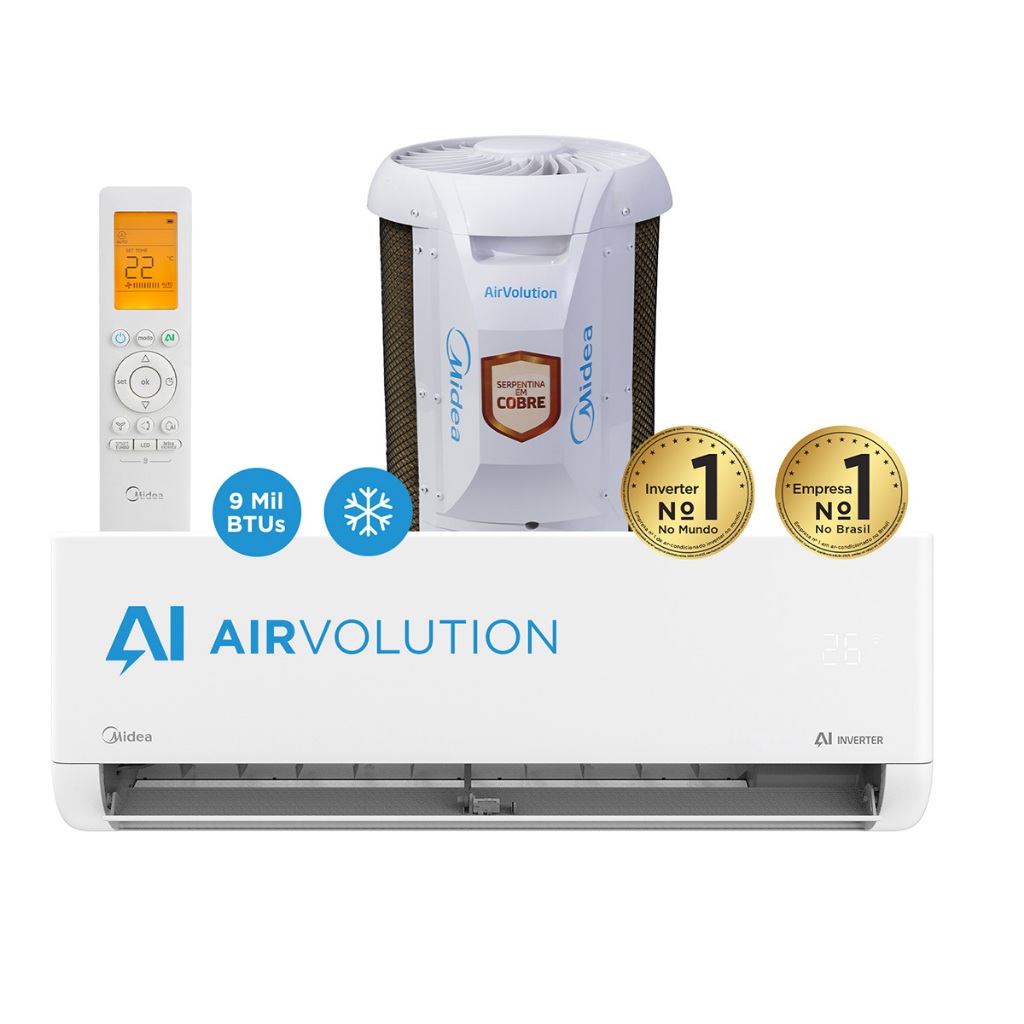 Ar Condicionado 9000 Btus Split Hi Wall Inverter Midea Frio Ai Airvolution R-32 220v